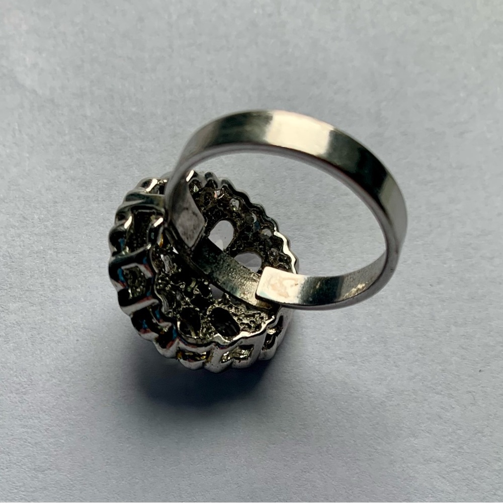 🔮 Genuine Crystal Adjustable Silver Tone Ring by Cookie Lee - Picture 4 of 6
